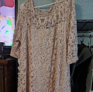 Lane Bryant lace swing dress. Blush pink